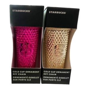 Gold Studded cup AND 2 pink and gold keychains